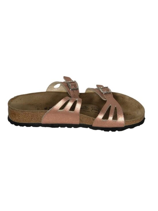 Birkenstock Sandals Womens 38 Leather Metallic Pink Flats  Shoes Slip Ons US 7 - Picture 7 of 12